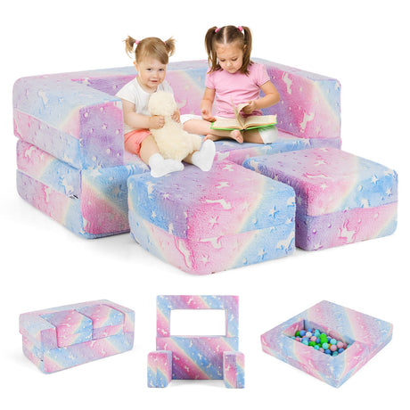 Sofá de juego infantil de 2 plazas con funda de franela extraíble y lavable a máquina