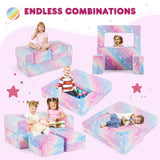 Sofá de juego infantil de 2 plazas con funda de franela extraíble y lavable a máquina
