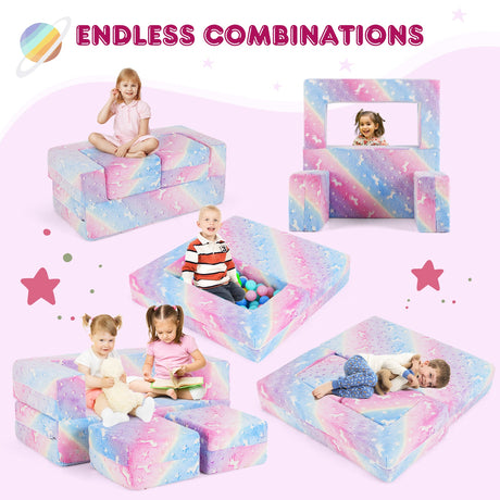 Sofá de juego infantil de 2 plazas con funda de franela extraíble y lavable a máquina