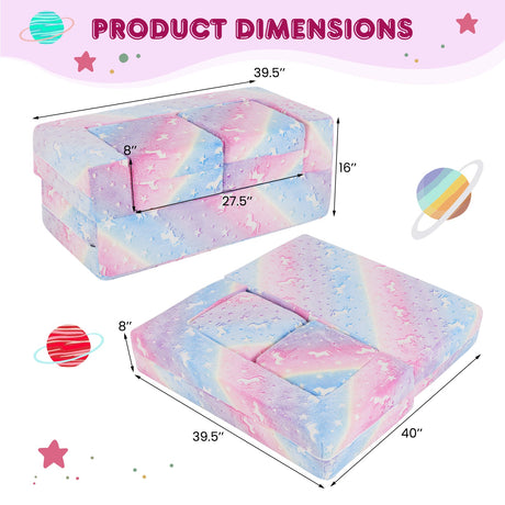 Sofá de juego infantil de 2 plazas con funda de franela extraíble y lavable a máquina