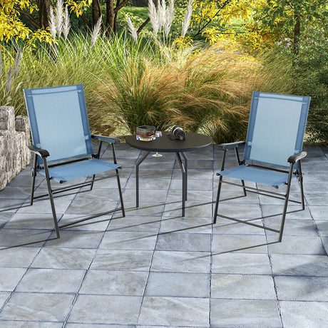 Juego de 2 sillas de comedor para patio con reposabrazos y estructura de metal