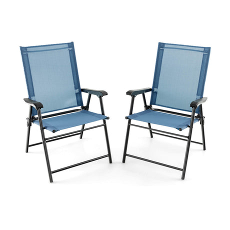 Juego de 2 sillas de comedor para patio con reposabrazos y estructura de metal