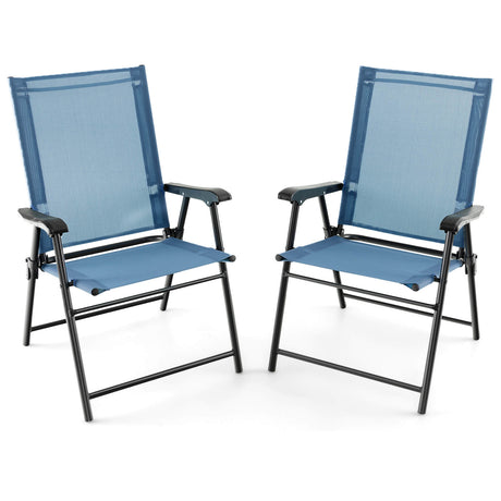 Juego de 2 sillas de comedor para patio con reposabrazos y estructura de metal
