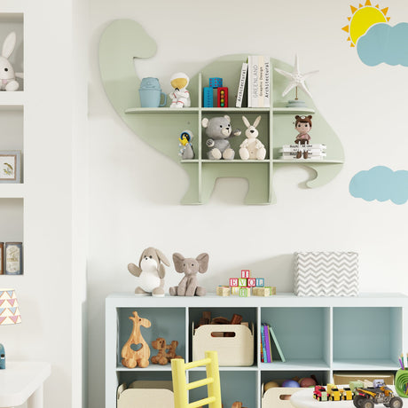 Estantería flotante de dinosaurios de 2 niveles para niños - Verde