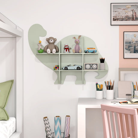 Estantería flotante de dinosaurios de 2 niveles para niños - Verde