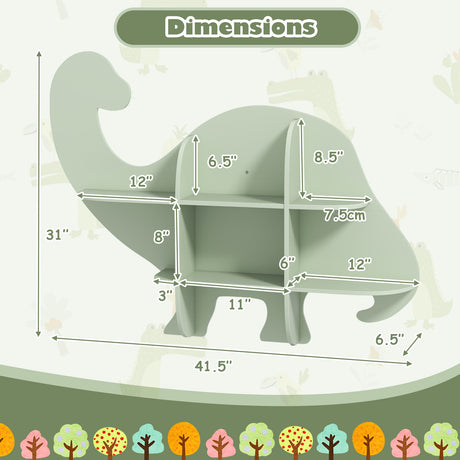 Estantería flotante de dinosaurios de 2 niveles para niños - Verde