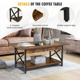 Mesa de centro rectangular industrial de 2 niveles con estante de almacenamiento