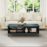 2-Tier Mid Century Modern Coffee Table with Storage Shelves Compartments