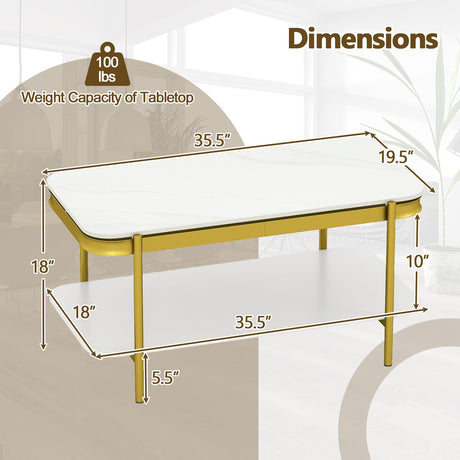 Mesa de centro rectangular moderna de 2 niveles con tapa de piedra sinterizada