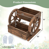 2-Tier Raised Garden Bed Rustic Wood Wagon Shape with Drainage Holes and Wheels-Coffee