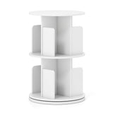 2-Tier Rotating Bookshelf with Dividers and Anti-falling Baffles