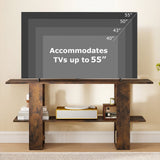 Mueble de TV de 2 niveles con almacenamiento para televisores de hasta 55 pulgadas, mesa consola con estante abierto