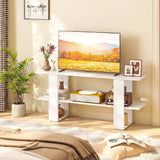 Mueble de TV de 2 niveles con almacenamiento para televisores de hasta 55 pulgadas, mesa consola con estante abierto