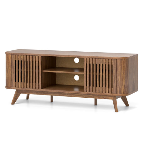 Mueble de TV de 2 puertas para televisores de hasta 60 pulgadas con estantes ajustables - Nogal