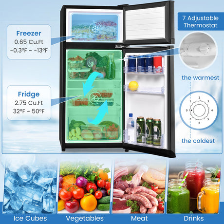 Refrigerador compacto de 2 puertas con lámina de acero laminado en frío