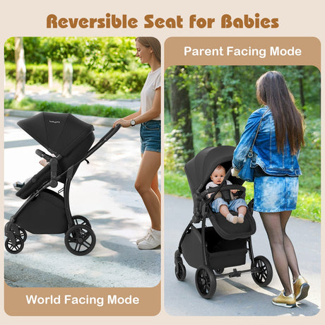 Cochecito de bebé 2 en 1 con modo capazo y asiento reversible