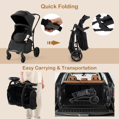 Cochecito de bebé 2 en 1 con modo capazo y asiento reversible
