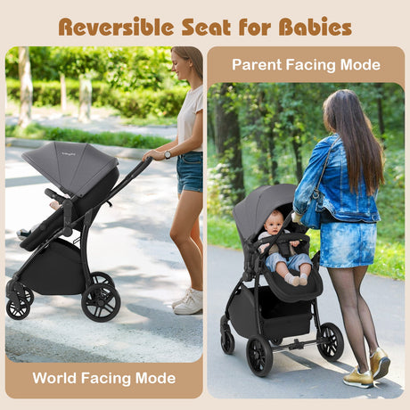 Cochecito de bebé 2 en 1 con modo capazo y asiento reversible