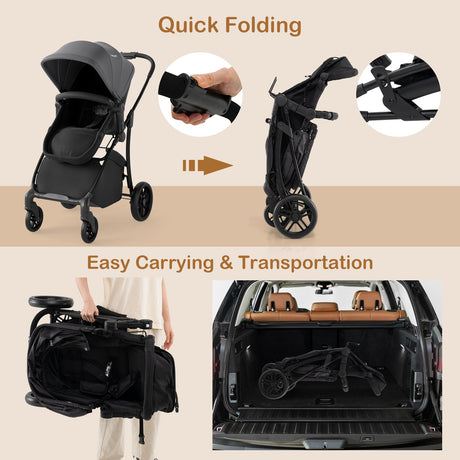 Cochecito de bebé 2 en 1 con modo capazo y asiento reversible