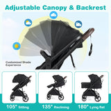 2 in 1 Baby Stroller with Bassinet Mode High Landscape with Reversible Seat and Canopy