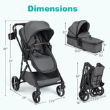 2 in 1 Baby Stroller with Bassinet Mode High Landscape with Reversible Seat and Canopy
