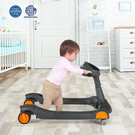 Andador de empuje de actividades 2 en 1 plegable con altura ajustable
