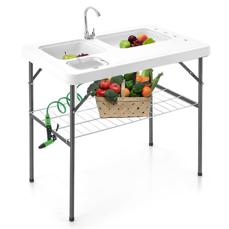 Mesa plegable 2 en 1 para limpiar pescado - Blanca
