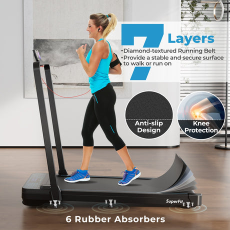 Cinta de Correr Plegable 2 en 1 con Capacidad de 136 kg y Control Remoto para el Hogar - Negro