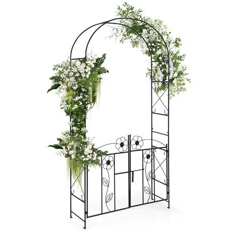 Cenador de jardín 2 en 1 con puerta y pestillo para césped exterior - Negro
