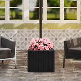 Base de Sombrilla Exterior 2 en 1 con Jardinera para Patio, Soporte para Sombrilla con Macetero - Negro