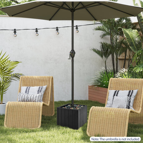 Base de Sombrilla Exterior 2 en 1 con Jardinera para Patio, Soporte para Sombrilla con Macetero - Negro