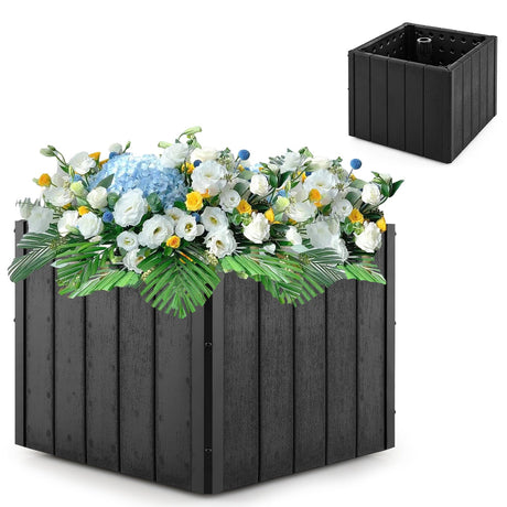 Base de Sombrilla Exterior 2 en 1 con Jardinera para Patio, Soporte para Sombrilla con Macetero - Negro