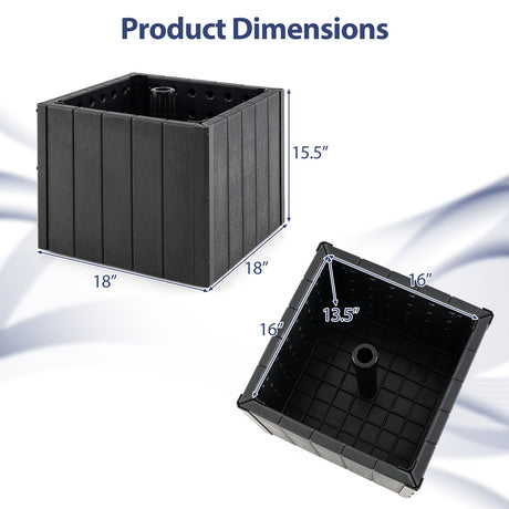 Base de Sombrilla Exterior 2 en 1 con Jardinera para Patio, Soporte para Sombrilla con Macetero - Negro