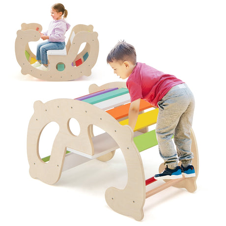 Arcada de caballito balancín 2 en 1 para niños con trepador, juguetes de escalada Montessori