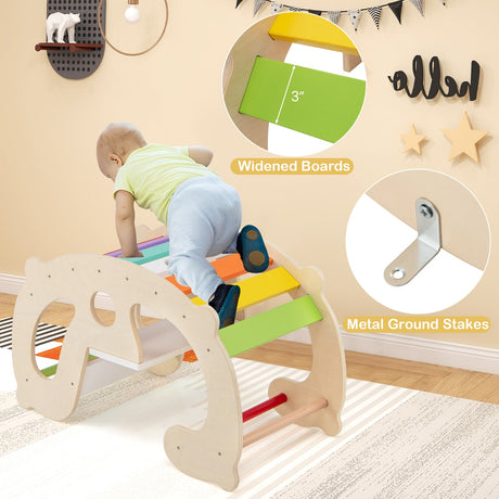Arcada de caballito balancín 2 en 1 para niños con trepador, juguetes de escalada Montessori