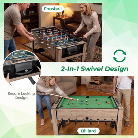 Mesa de juego giratoria 2 en 1 para adolescentes y adultos - Marrón