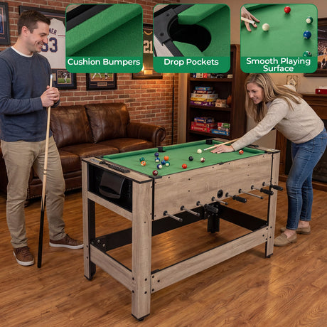 Mesa de juego giratoria 2 en 1 para adolescentes y adultos - Marrón