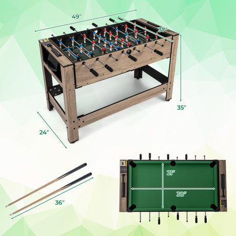 Mesa de juego giratoria 2 en 1 para adolescentes y adultos - Marrón