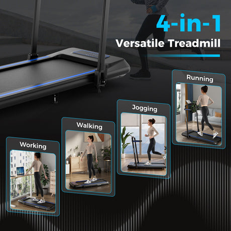 Cinta de correr plegable 2 en 1 con inclinación y control remoto
