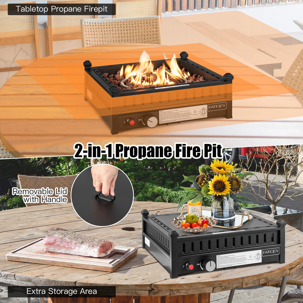 Fogón de sobremesa de propano de 16.5 pulgadas con sistema de encendido simple - Negro