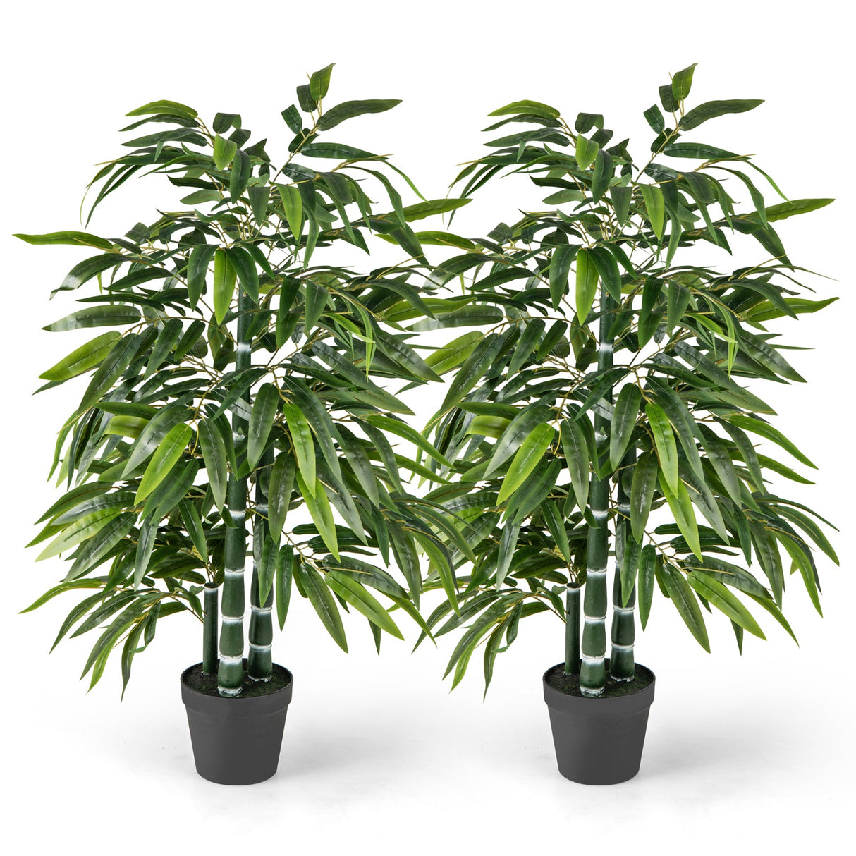 Paquete de 2 árboles de bambú artificial con 3 troncos de bambú de PE - Verde