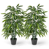 Paquete de 2 árboles de bambú artificial con 3 troncos de bambú de PE - Verde