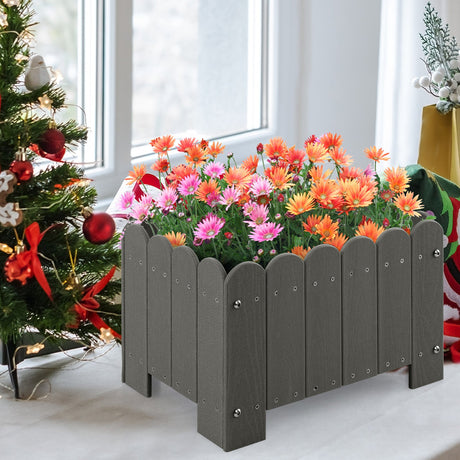 Paquete de 2 jardineras rectangulares con orificios de drenaje para jardín, balcón, porche delantero