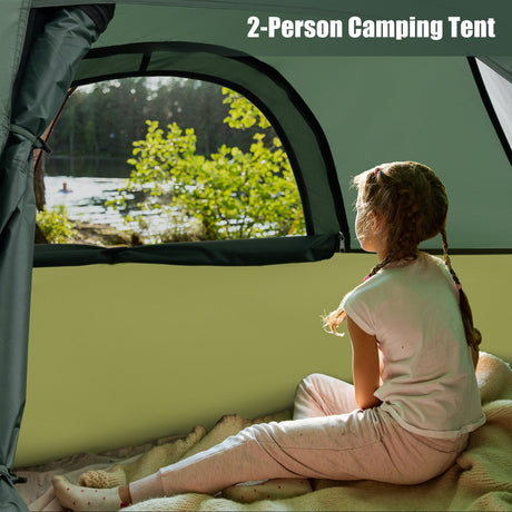 Tienda de campaña para 2 personas con toldo removible y puerta de doble capa - Verde