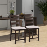 Juego de 2 taburetes de bar de altura de mostrador con asiento acolchado y patas de madera de caucho - Beige