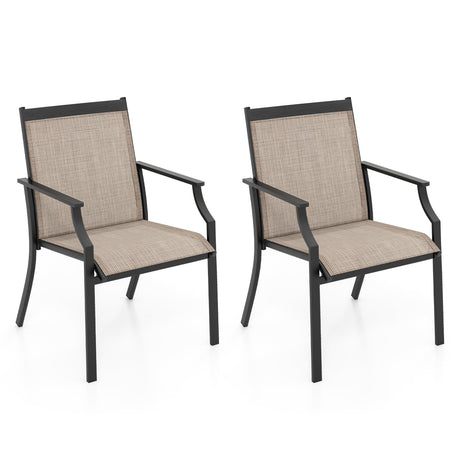 2 Sillas de Comedor de Patio Sillas de Exterior Grandes con Asiento Transpirable y Estructura Metálica