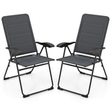 2 Pieces Outdoor Folding Patio Chairs with Adjustable Backrests for Bistro and Backyard