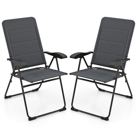 2 sillas plegables de patio para exteriores con respaldo ajustable para bistró y patio trasero