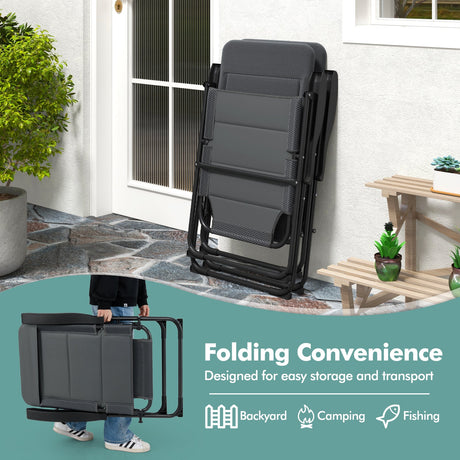 2 sillas plegables de patio para exteriores con respaldo ajustable para bistró y patio trasero
