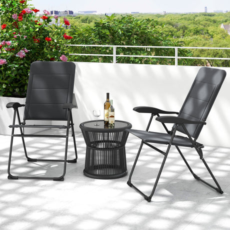 2 sillas plegables de patio para exteriores con respaldo ajustable para bistró y patio trasero